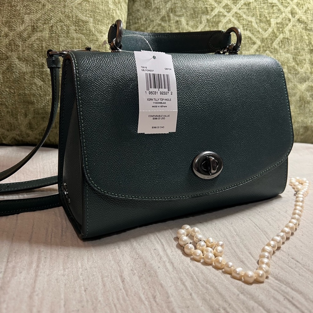 Coach Tilly Top handle satchel in color forest